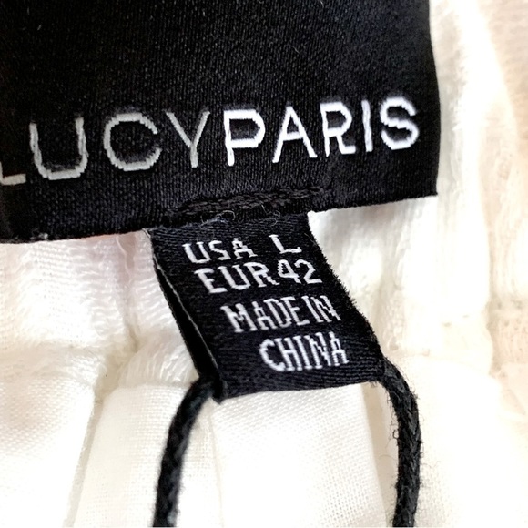 NEW LUCY PARIS Creamy White Wide Leg Textured Pants Size Large 12/14 - Picture 8 of 12